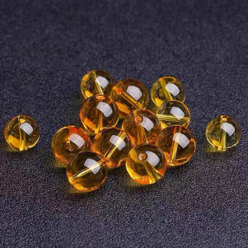 Jingpengyuan Optimized Citrine Loose Beads Round Beads Handmade DIY Beading Accessories Crystal Semi-Finished Products Factory Direct Sales Batch