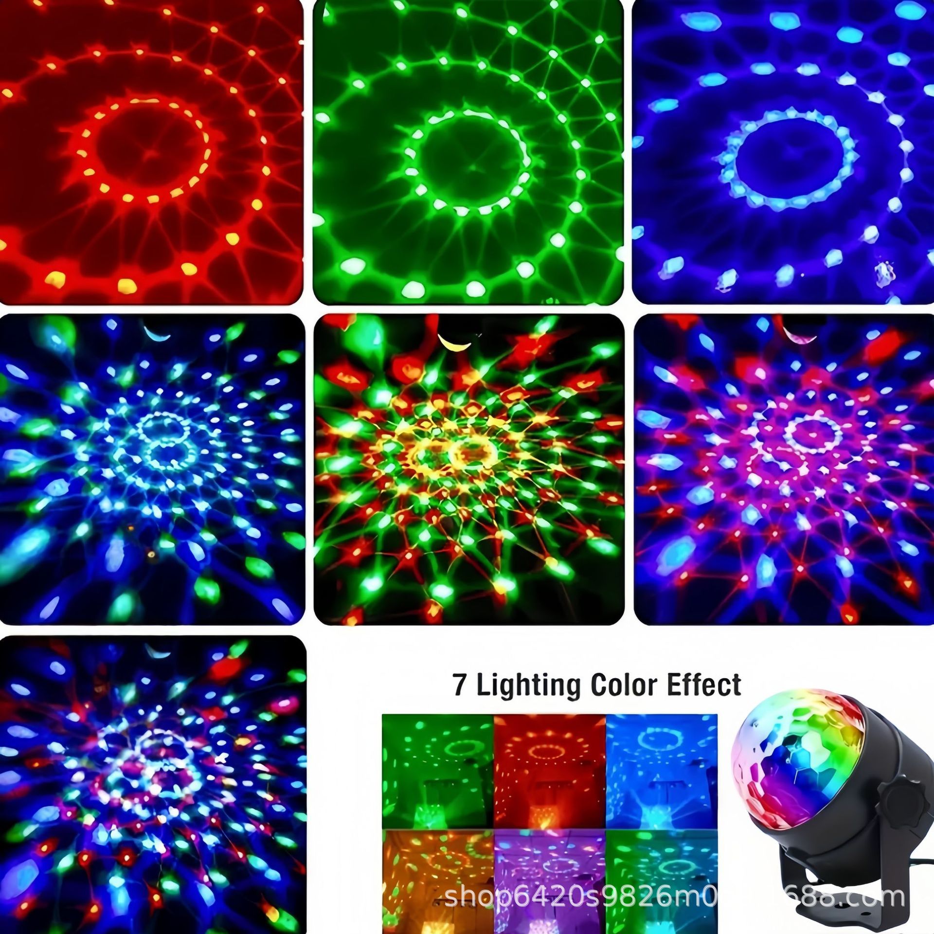 Cross-Border Popular Colorful Mini Rotating Light Led Crystal Small Magic Ball Voice-Controlled Light Home Bar Ktv Flash Dj Light