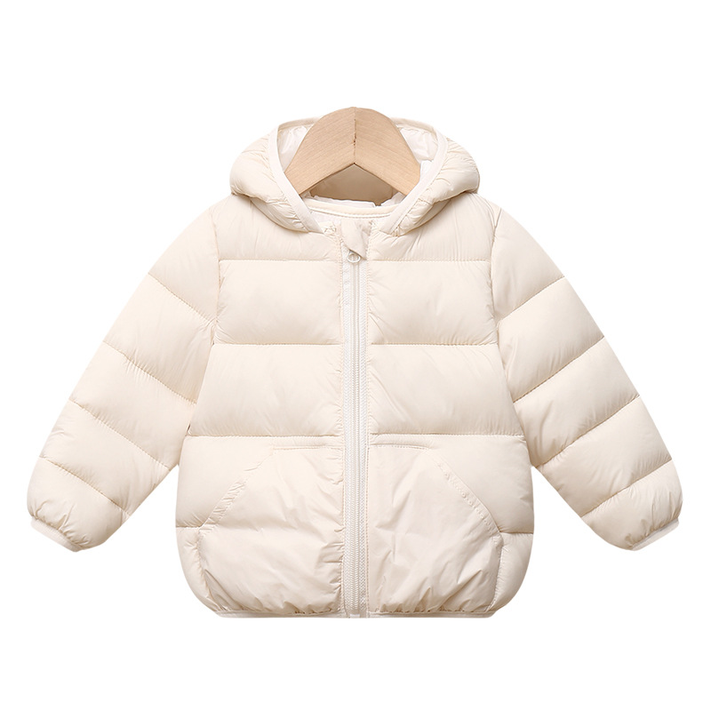 Foreign trade autumn and winter new children's down cotton-padded jacket solid color small and medium-sized children's cotton-padded jacket boys and girls light and thin hooded cotton-padded jacket