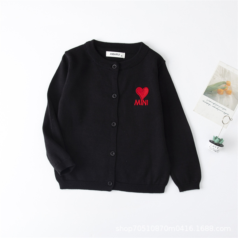 2022 New Year love parent-child wear parent-child cardigan coat knitted children's cotton sweater mini love sweater