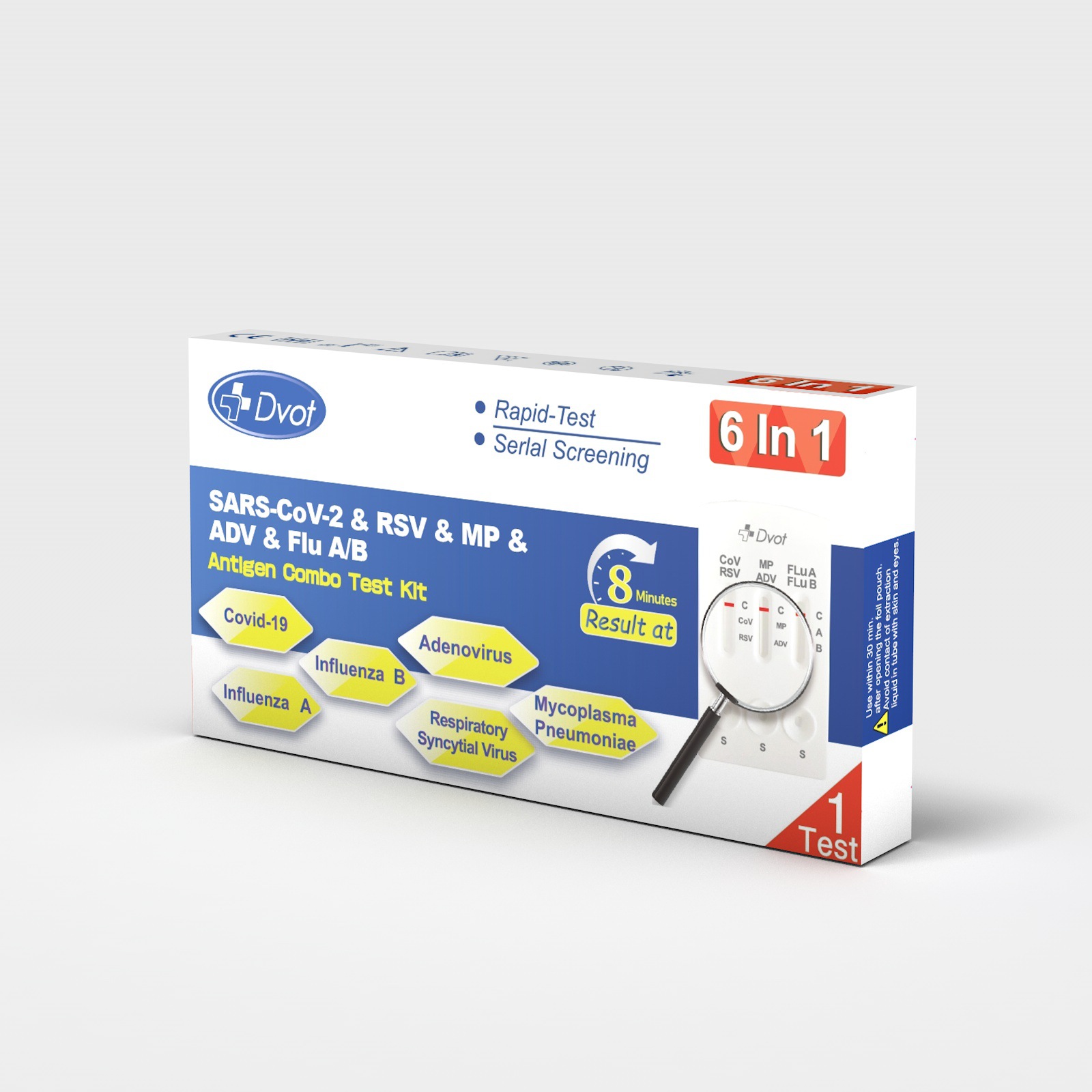 DVOT Six-in-One Cross-Border English Version 6 Joint Inspection Antigen Test Kit Exported to Hong Kong and Macao Self-Test