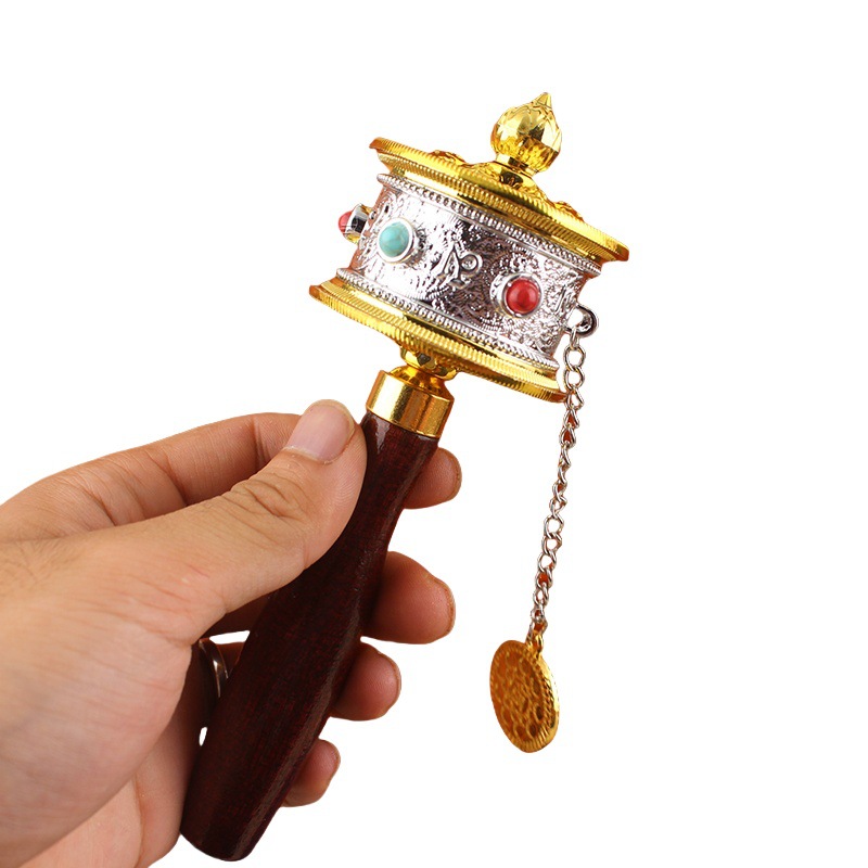 Hand-cranked Sutra Wheel Base Xizang Buddha Front Temple Word Word Sutra Wheel Handle Hand-held Socket Buddha Gear Base