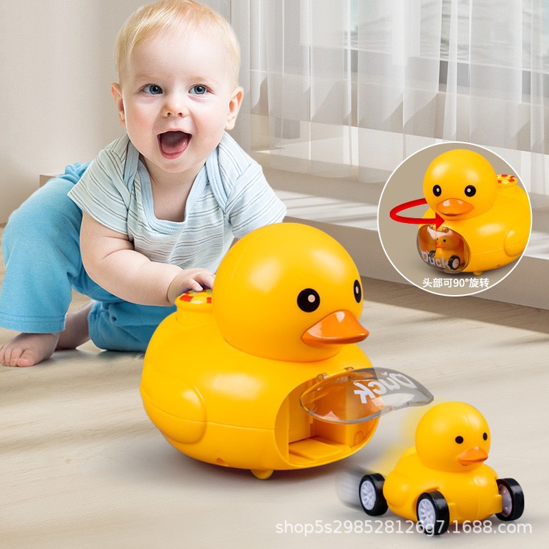 New Children's Little Yellow Duck Ejection Inertia Car Children's Baby Educational Boys and Girls Toy Car Factory Cross-Border Wholesale