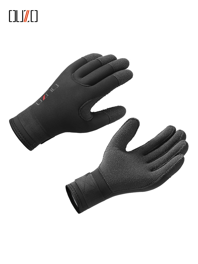 OUZO 5mm diving gloves thickened warm wear-resistant cut-resistant stab-resistant CR Kevlar gloves catch fish gloves factory