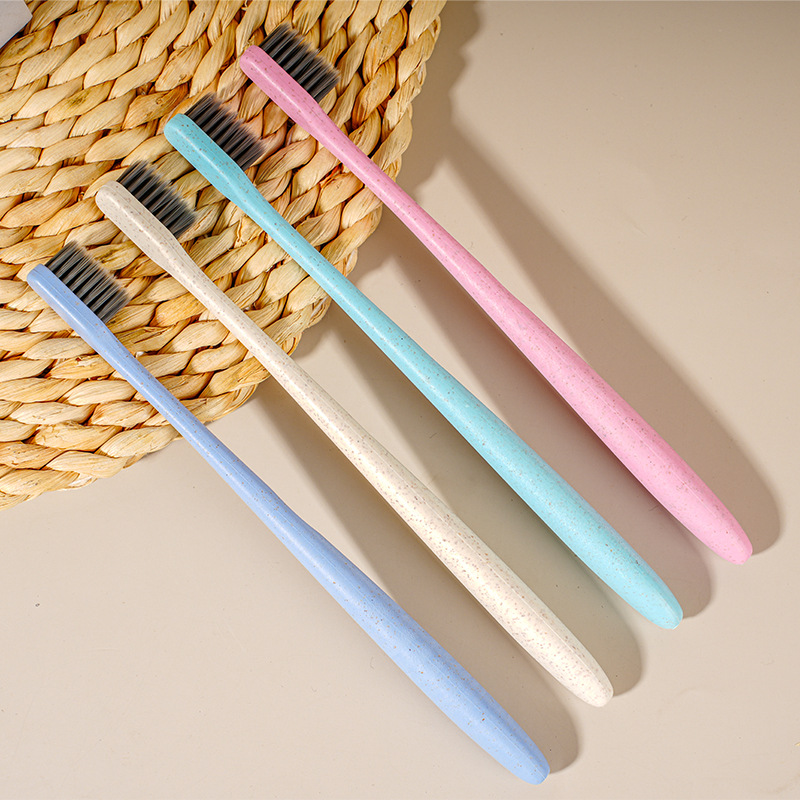 Wheat straw soft hair independent tube travel adult soft hair small head bamboo charcoal toothbrush dental daily toothbrush wholesale