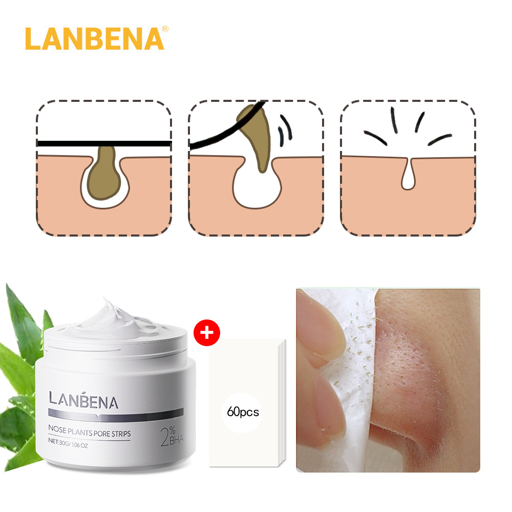 LANBENA blue beina blackhead nasal mask with 60 sheets of paper blackhead tearing