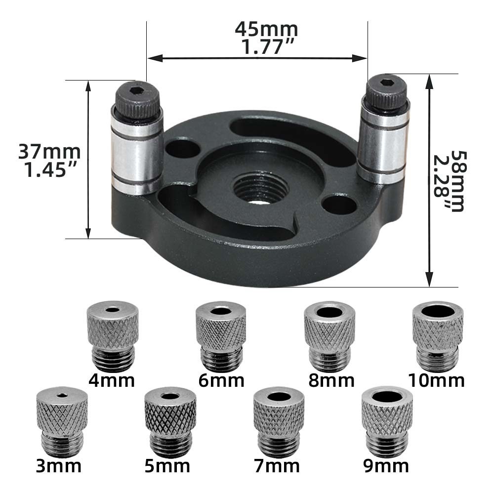 Woodworking Straight Hole Drilling Locator with 8 Drill Bits for Wood Panel Splicing, Round Wood Dowel Center Drilling, Beech Wood Carbide Tip