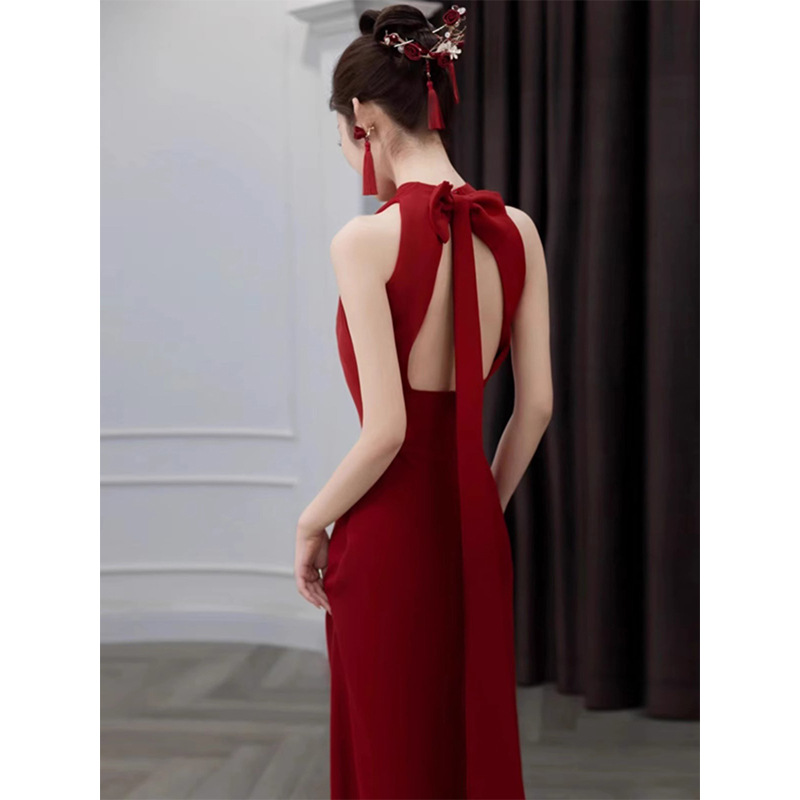 Винного цвета платье для тостов, 2025, новое, высококачественное, легкая роскошь, платье для помолвки, свадебное, повседневное платье