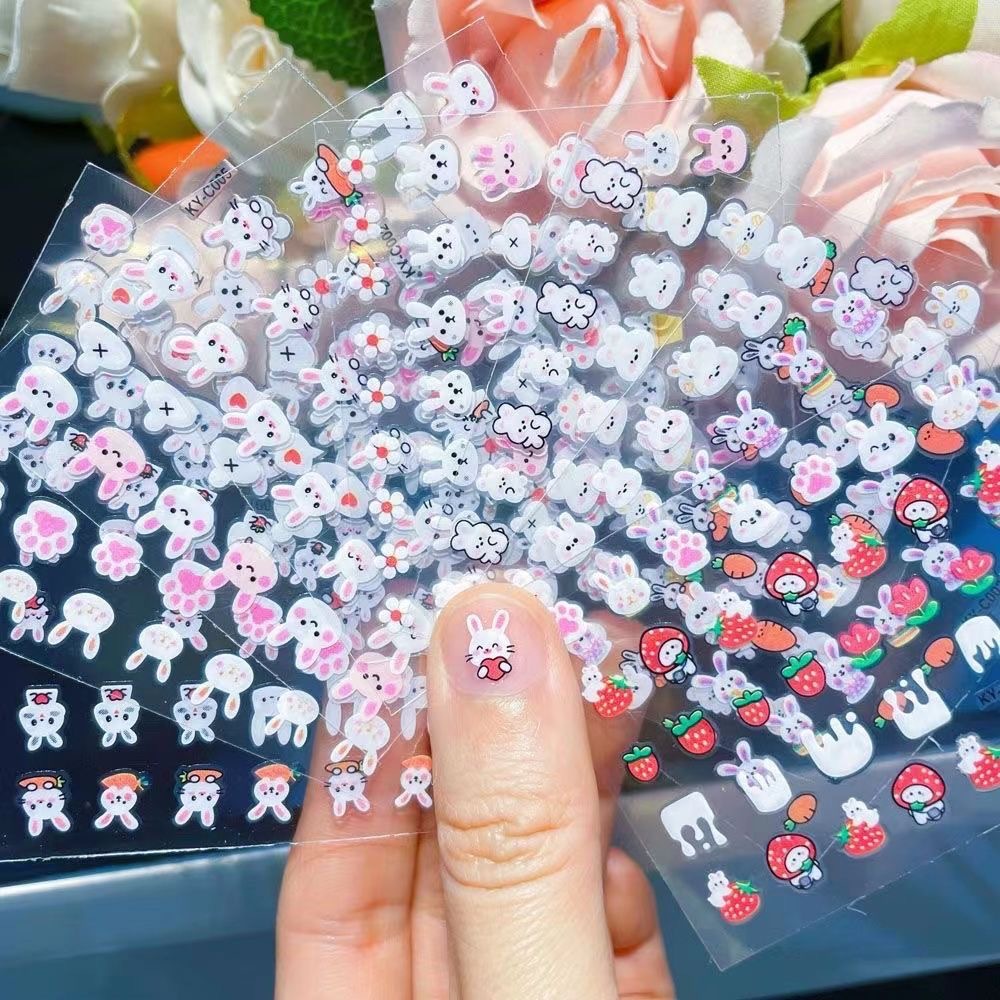 Children's Cartoon Cute Little Rabbit Nail Stickers Girl Baby Kindergarten Reward Stickers Gift Nail Art Decals