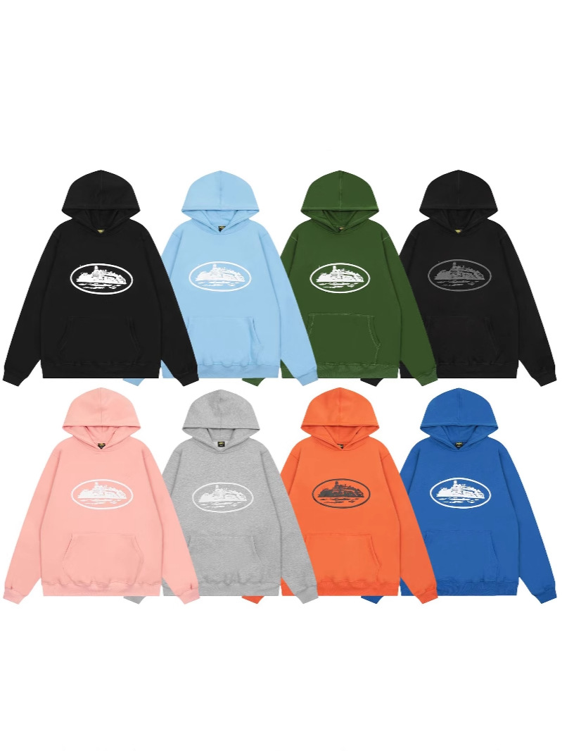 Cross-border high quality Corteiz Alcatraz Island fleece-lined Hooded Sweats Fashion Simple All-match Sports Couple suit