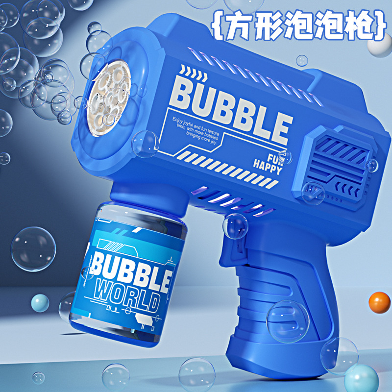 Cross-border new full-automatic bubble machine handheld leak-proof blowing bubble gun children's electric lighting toys stall