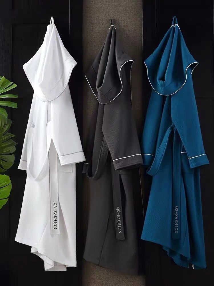 Five-star hotel bathrobe men's and women's bathrobe autumn and winter lovers long nightgown cotton absorbent quick-drying towel material