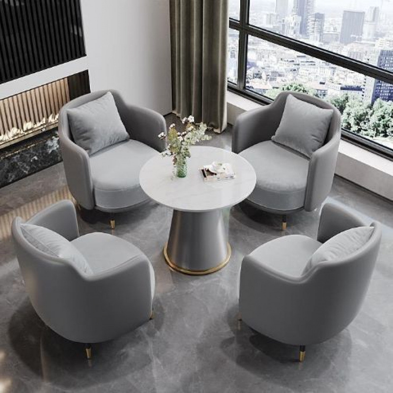 Simple and Light Luxury Single Sofa Coffee Table Combination Leisure Hotel Reception Sales Office Negotiation Table and Chairs Beauty Salon Reception