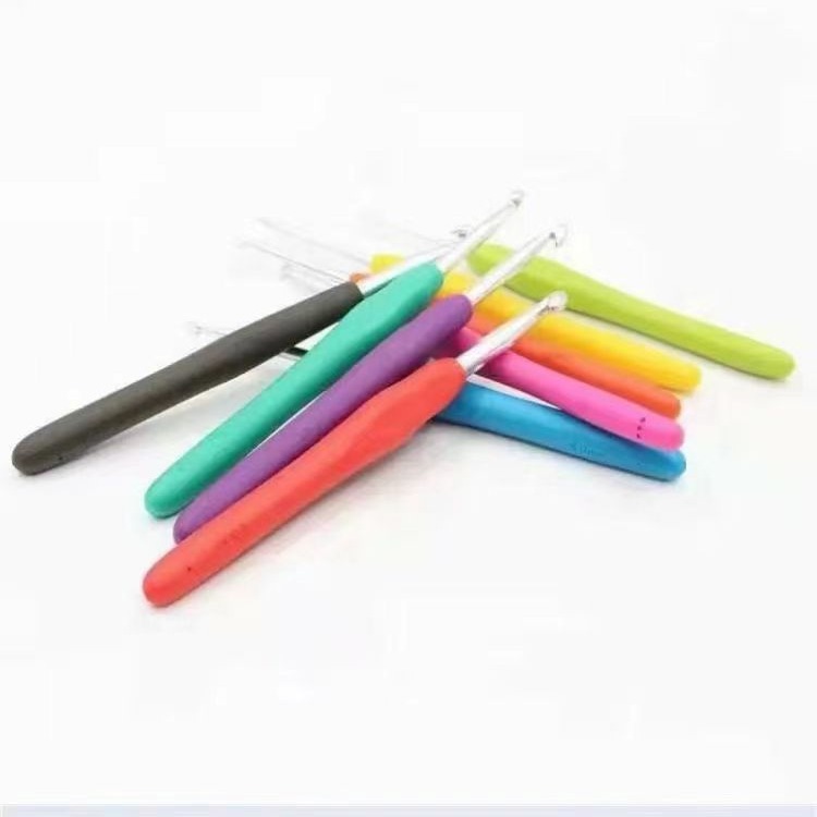 Single Crochet TPR Silicone Crochet Soft Handle Solid Crochet suit PVC Packaging Handmade Aluminum Crochet