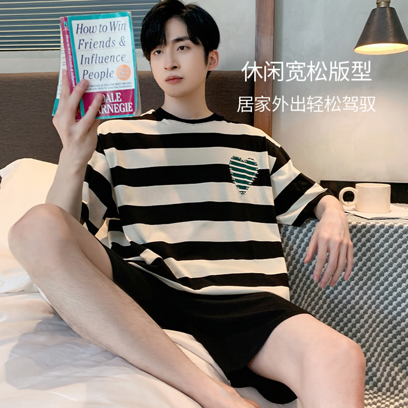 2024 Pajamas Men's Summer Milk Silk Short-sleeved Cartoon Casual Youth Students Thin Home Clothes suit