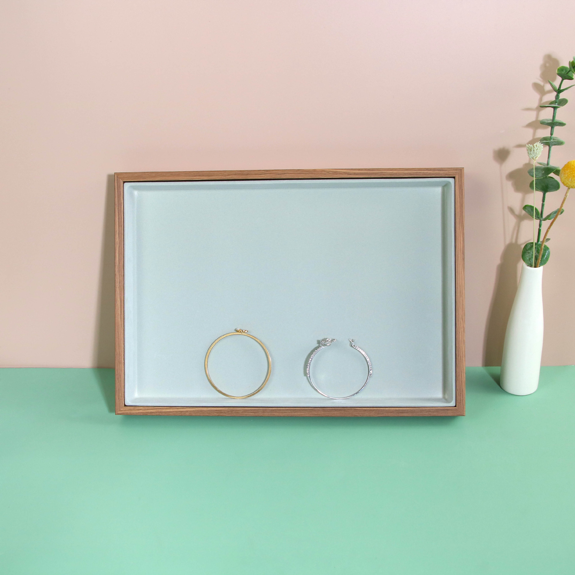 Cross-Border Rosewood Grain Paper Jewelry Tray Earrings and Earrings Storage Tray Large Capacity Ring Necklace Tray