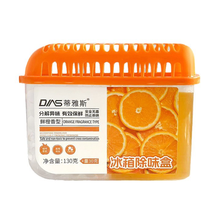 Refrigerator Deodorizer for Odor Removal, Cleaning, and Preservation with Activated Carbon, Fresh Orange Scent, Mold Removal, Deodorization Box