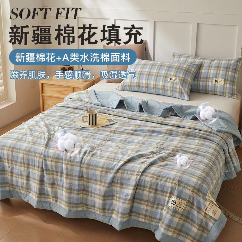 Xinjiang Cotton Pure Cotton Summer Quilt 100 Cotton Machine Washable Air-Conditioned Quilt Spring & Fall Single Summer Thin Quilt