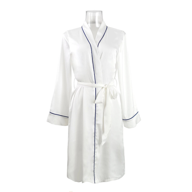 Summer New Women's Hotel Sexy Cardigan Nightgown Classy Accessible Luxury Imitation Silk Fabric Pajamas Home Clothes 285