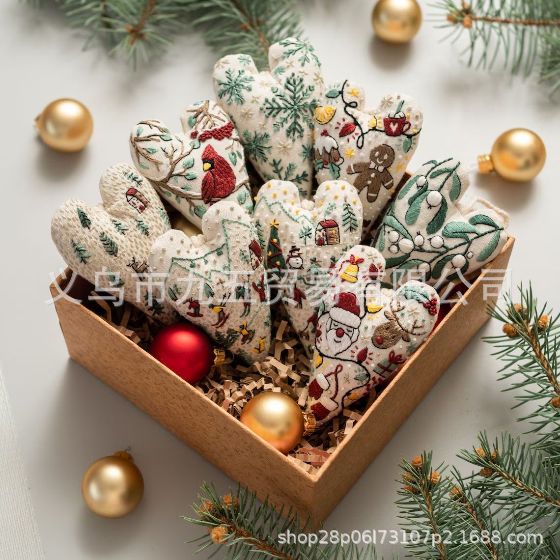 Набор для вышивки Рождественского сердца в форме сердца ручной работы