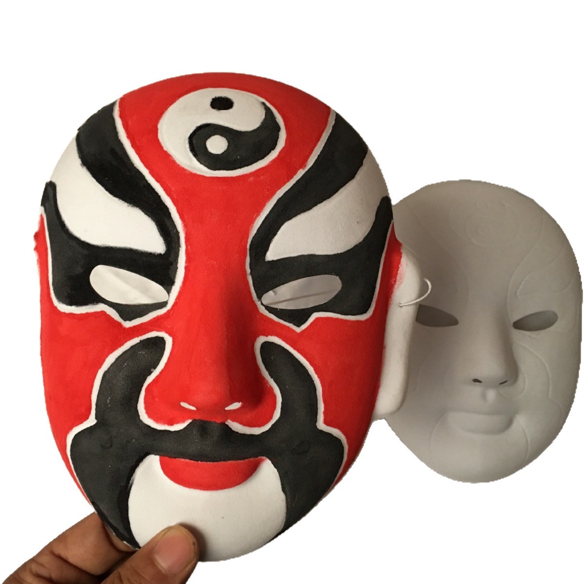 Indentation hook-free DIY hand-painted graffiti Peking Opera facial makeup white embryo flocking mask manufacturers send rope color pictures