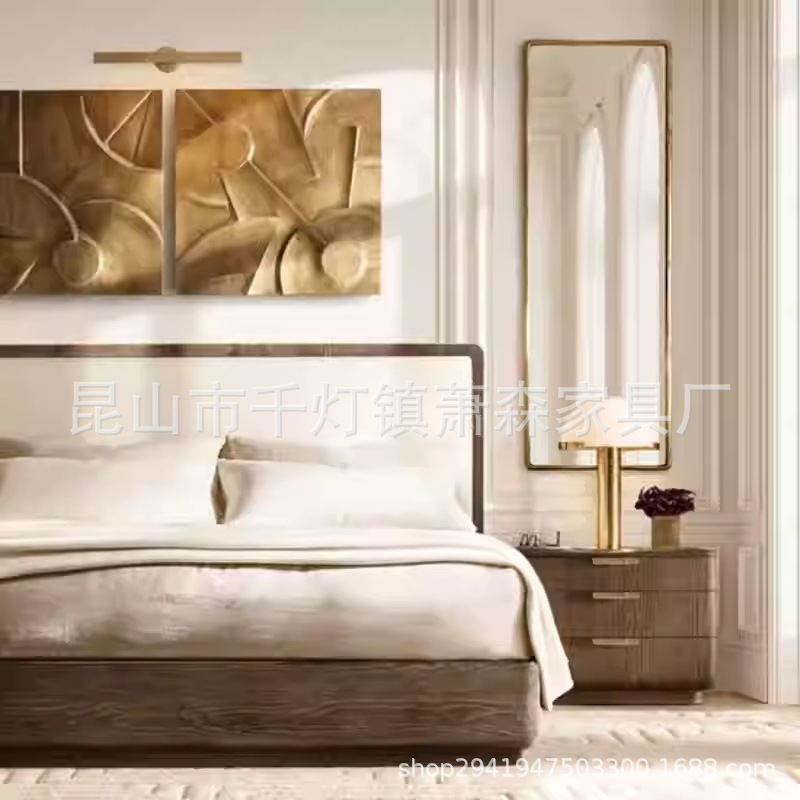 Американская кровать из массива дерева, винтажная двойная кровать 1.8м, французский стиль, 1.5м обитая, индивидуальная мебель