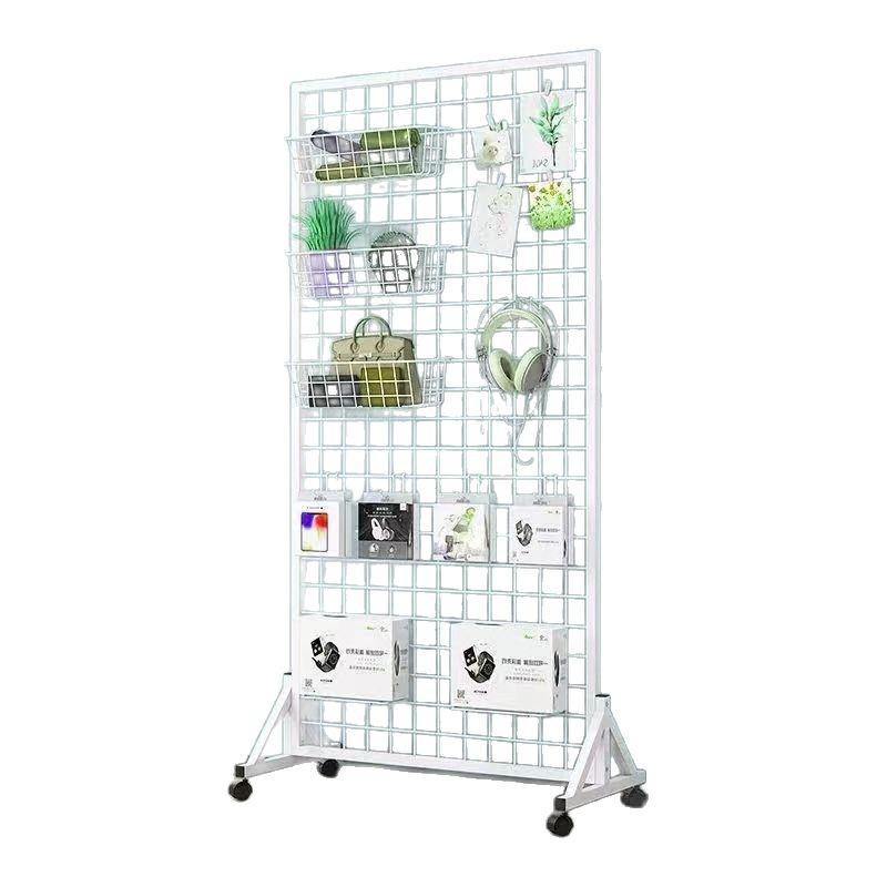 Street Stall Toy Decoration Storage Mobile Rack Floor-Standing Grid Display Rack Iron Painting Work Exhibition Rack