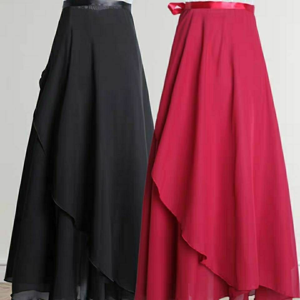 Балетная юбка для практики, длинная юбка для гимнастики для женщин с шнуровкой из шифона