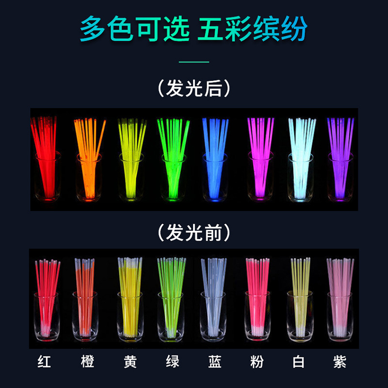 Disposable Fluorescent Sticks Batch Concert Luminous Bracelets Fluorescent Stick Toys 100 Fluorescent Sticks with Labeling