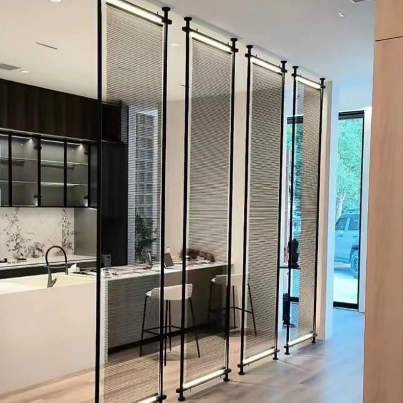 Black Warrior Screen Partition Metal Mesh Curtain Grille Decoration Commercial Office Stainless Steel Iron Art Industrial Style Flower Pattern