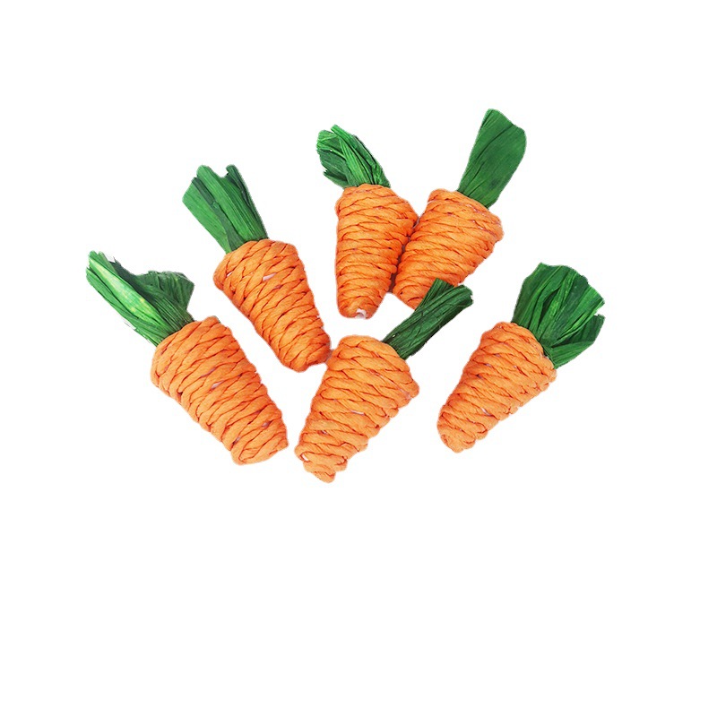 Pet Rabbit Braided Molar Teeth Solver Toy Straw Braided Radish Guinea Pigs Totoro Cat Hand-Braided Carrot Toy