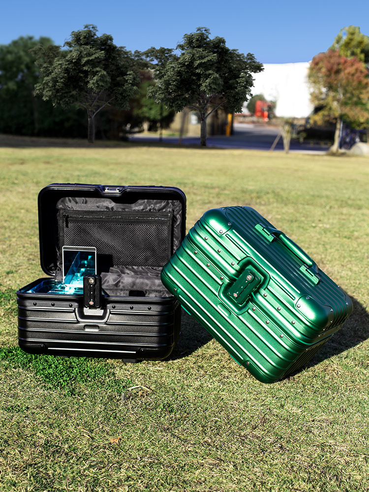 Large capacity aluminum magnesium alloy cosmetic case trolley case beauty case 12 inch password box luggage case toolbox tattoo box