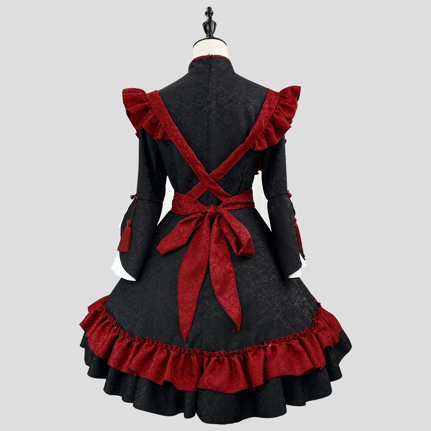 Original New Chinese Style Embossed Jacquard Lolita Dress Maid Outfit Cosplay Maid Uniform Large Size