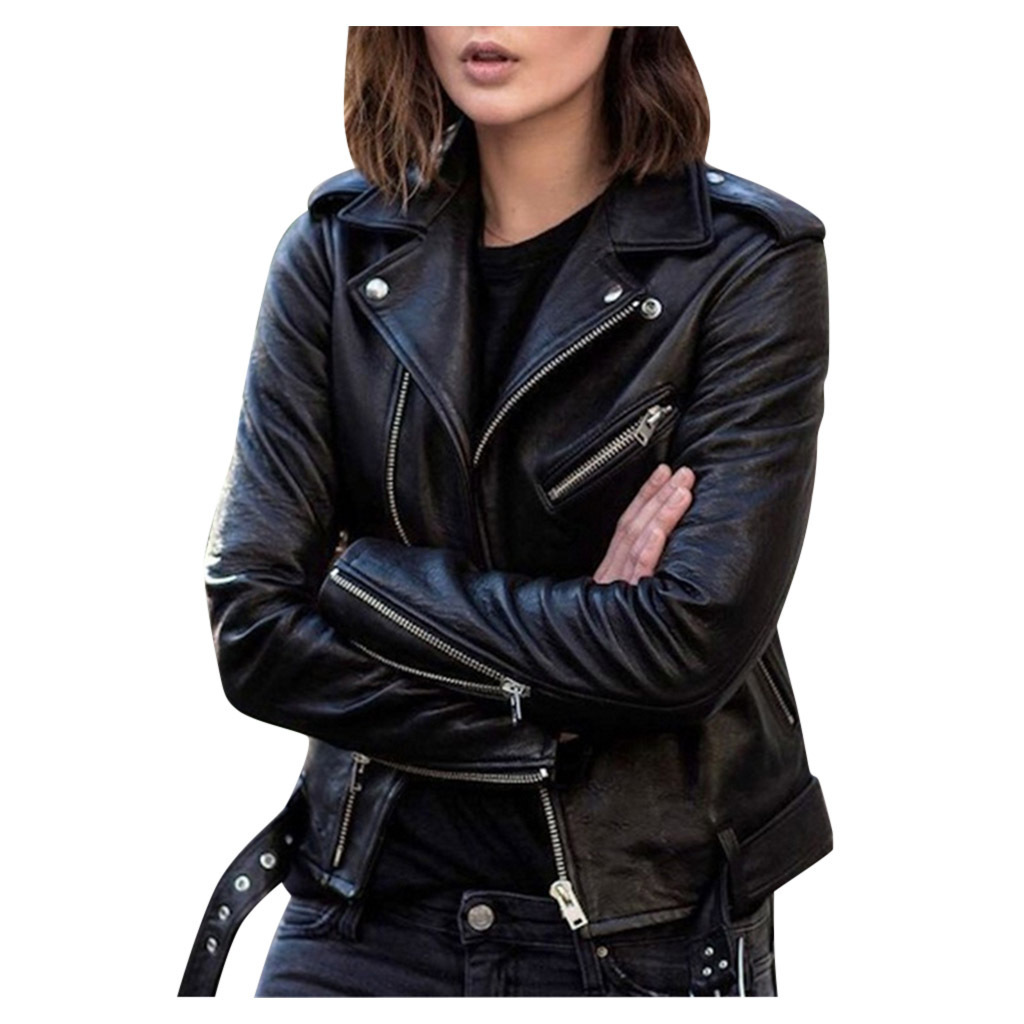 Spring and Autumn plus size women's short women's leather coat European and American motorcycle clothing slim winter jacket PU leather coat for women