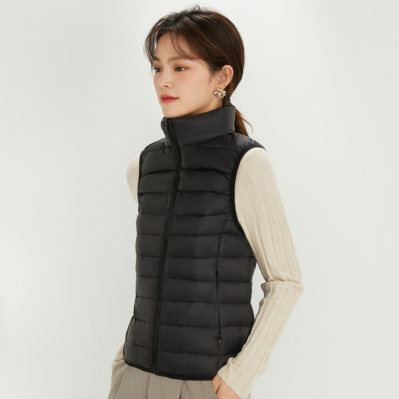 Spring Autumn Winter New Lightweight Down Jacket Short Waistcoat Vertical Collar Vest Down Jacket Women's Vest Sleeveless Down Jacket