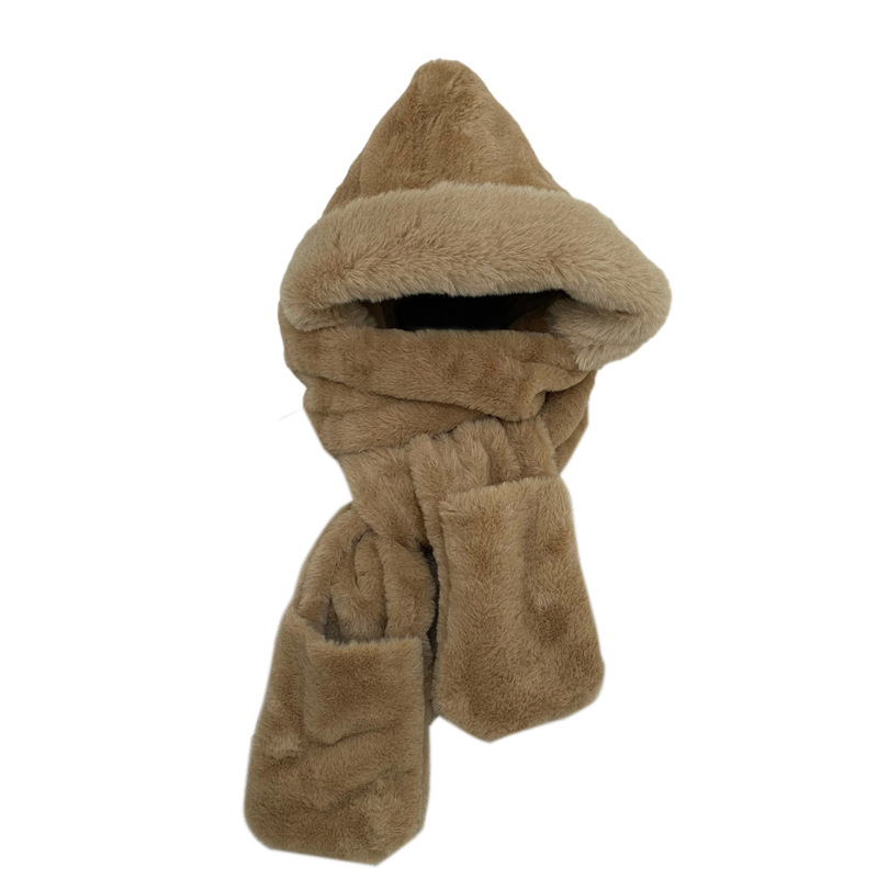 Hat, Scarf, and Gloves Set for Women, Cute and Versatile for Autumn and Winter, Plush, Warm, Ear-Protecting, Neck Warmer, Three-Piece Set