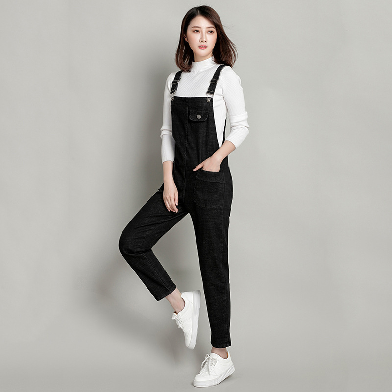 Jiajun Cross-border Amazon Pregnant Women's Denim Overalls Women's Autumn plus size Fat Loose Casual Pants Women's Clothing