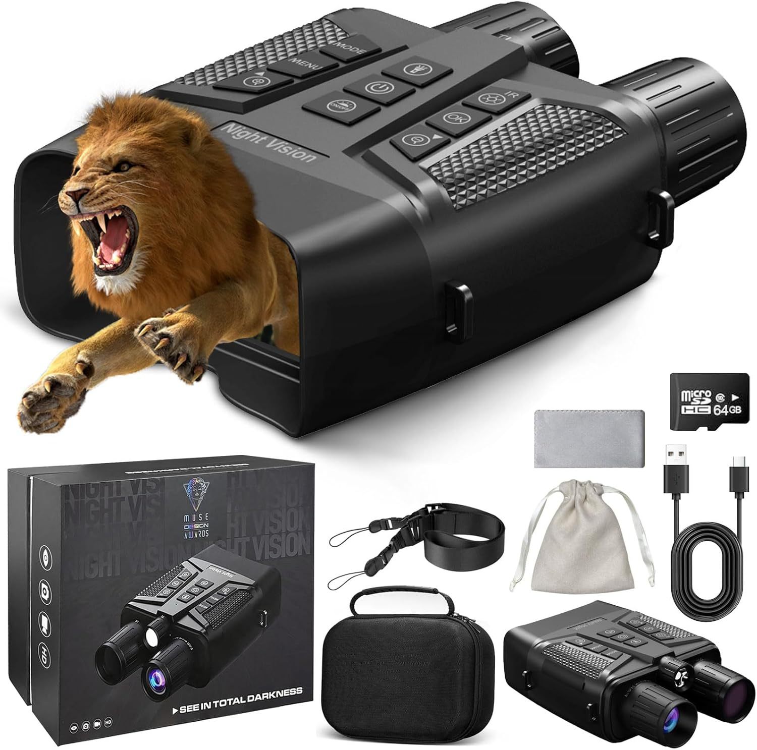 New Product 4K Infrared Digital High-Definition Night Vision Glass Large-Screen Binocular Outdoor Night Vision Goggles 5000Mah Lithium Battery