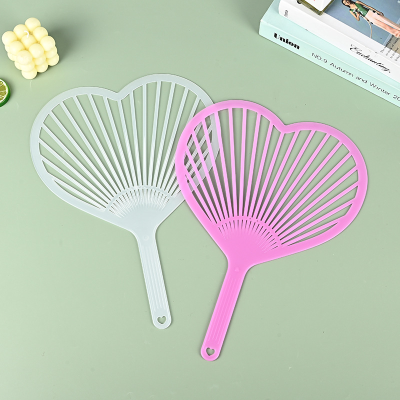 DIY Star Support Fan Advertising Fan Plastic Blank Solid Color Fan Black and White Heart-shaped Fan Handle Oversized Love Fan