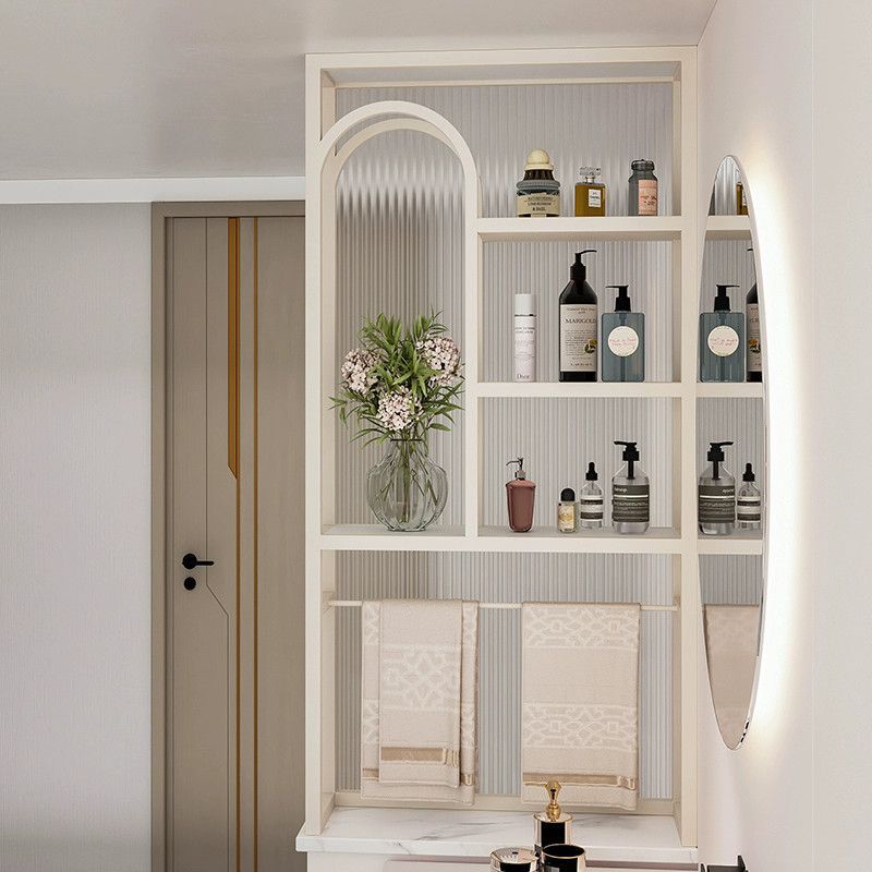 Современный простой кремовый стиль, туалетный столик, разделение сухих и влажных зон, стеллаж для хранения в спальне, полуперегородка, шкаф