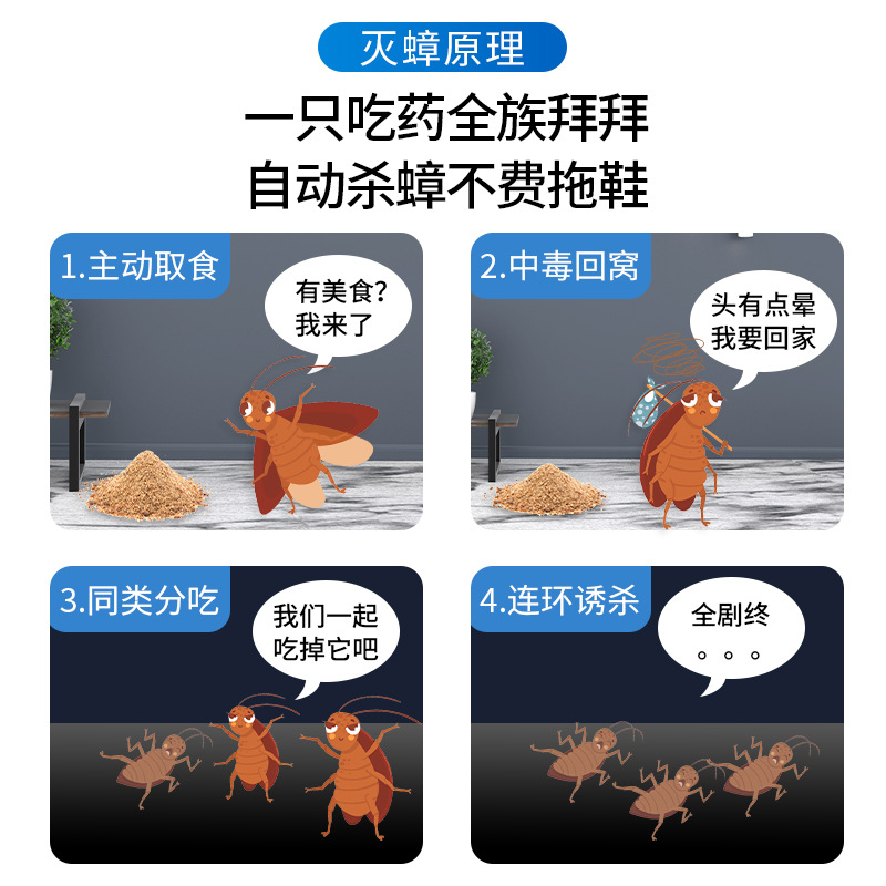 Blue Kun Cockroach Powder 0.5% Fipronil Cockroach Killing Bait Granules 5g Household Indoor Cockroach Killer Wholesale Cockroach and Ant Exterminator