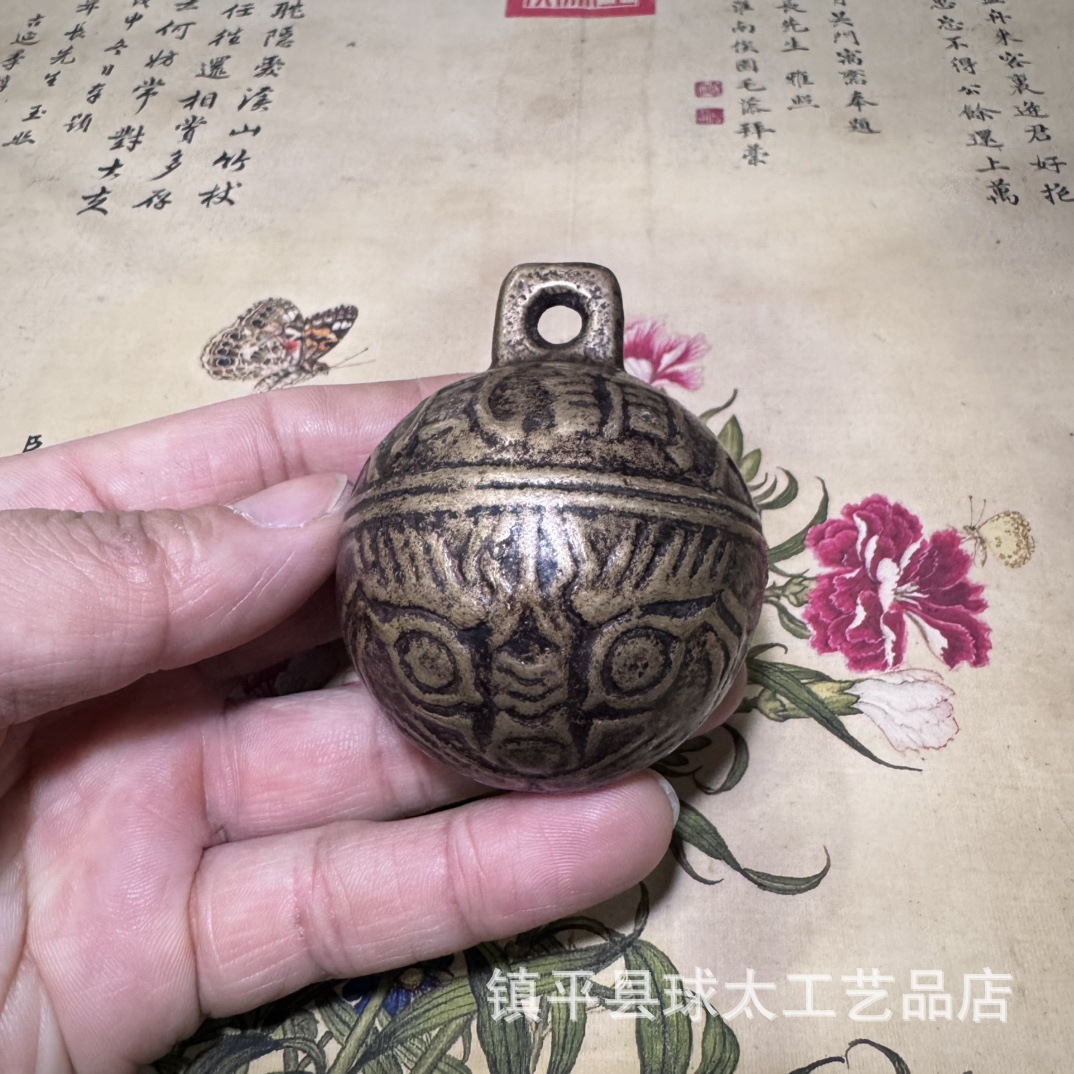 Factory wholesale pet bell dog bell copper tiger head bell copper bell retro copper bell