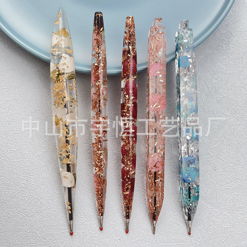 Эпоксидный ручка с сушеными цветами, настоящий цветок, кристаллический клей, подарок на День учителя