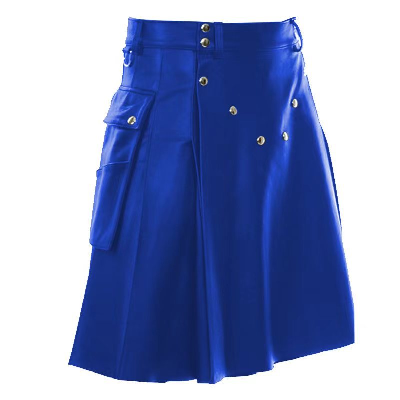 New Amazon Men's Aliexpress Hot Selling Scottish Festival Skirt Men's Multicolor Leather Pleated Skirt