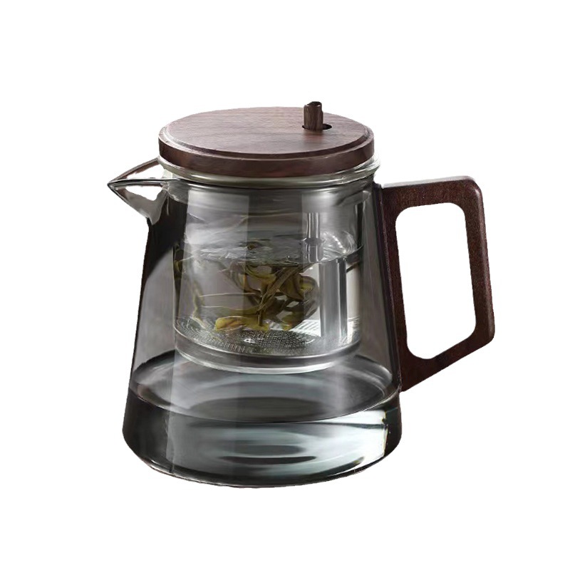 Teapot Household Walnut Thickeneded High Borosilicate Elegant Cup Set Liner One-Click Filter Tea Water Separation Teapot
