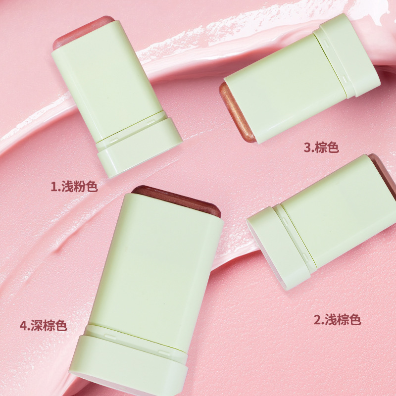 Cross-border new four-color blush high-gloss makeup stick natural three-dimensional waterproof sweat-proof makeup-free European and American style