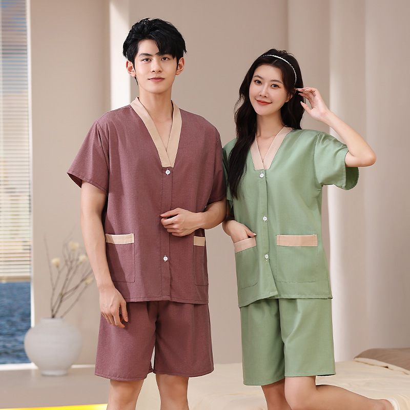 Moxibustion clothing TR anti-wrinkle front and back open button physiotherapy clothing cardigan cardigan back scraping acupuncture massage health sweat steaming cardigan clothing