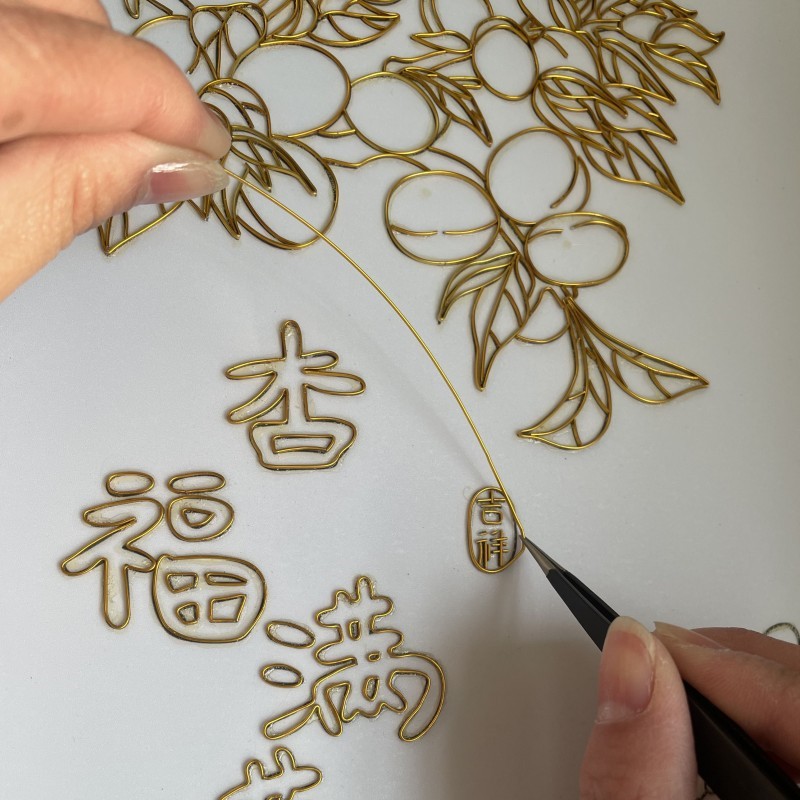 Cloisonne high quality gold silk diy cloisonne enamel painting aluminum oxide wire material flat silk sand painting special plane painting Silk