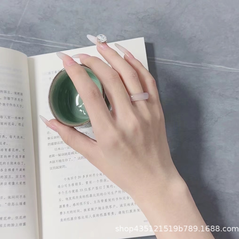 Wholesale Agate Rings, Ice Chalcedony A-Grade Tail Rings, Natural Couple Rings, Finger Rings, In-Stock Natural Ice Type