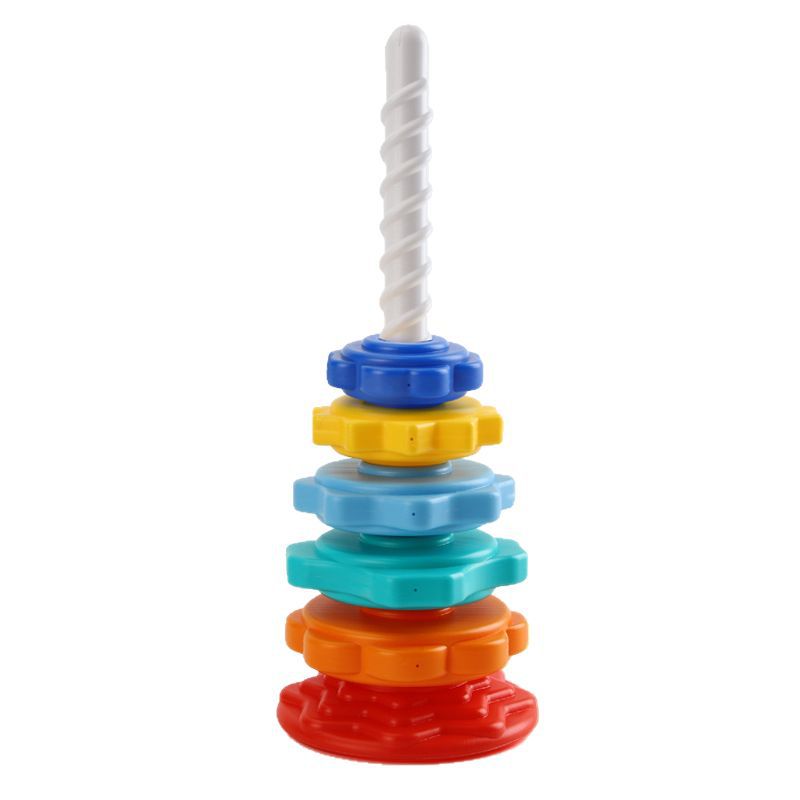 Rainbow Tower Turaround Music Color Ring Spiral Stacking Music Infant Educational Building Blocks Shape Matching Early Education Toy